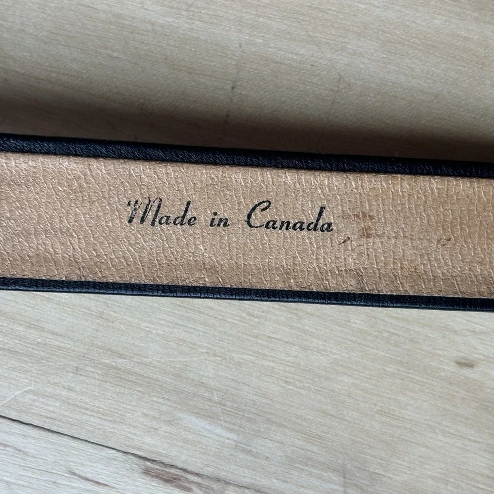 Les Creations Elite Black Genuine Leather Belt Size‎ 30 Metal Buckle 80s Retro - Picture 4 of 10